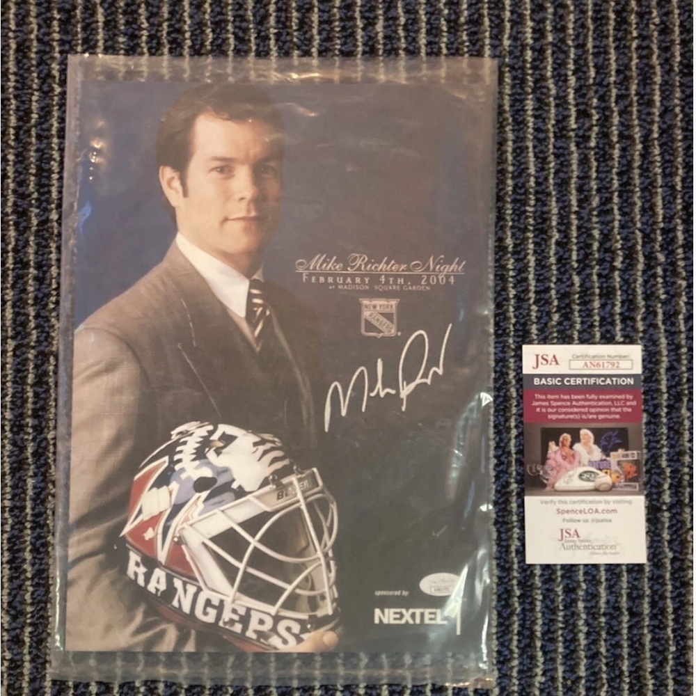 MIKE RICHTER Jersey Retirement Night Poster Autographed JSA Certified NY RANGERS